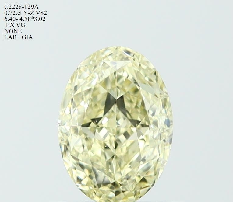 Loose Diamond - OVAL 0.72ct Y-Z VS2: Loose Diamond - OVAL 0.72ct Y-Z VS2 Source: Natural Shape: OVAL Carats: 0.72 Color: Y-Z Certification: GIA Video: