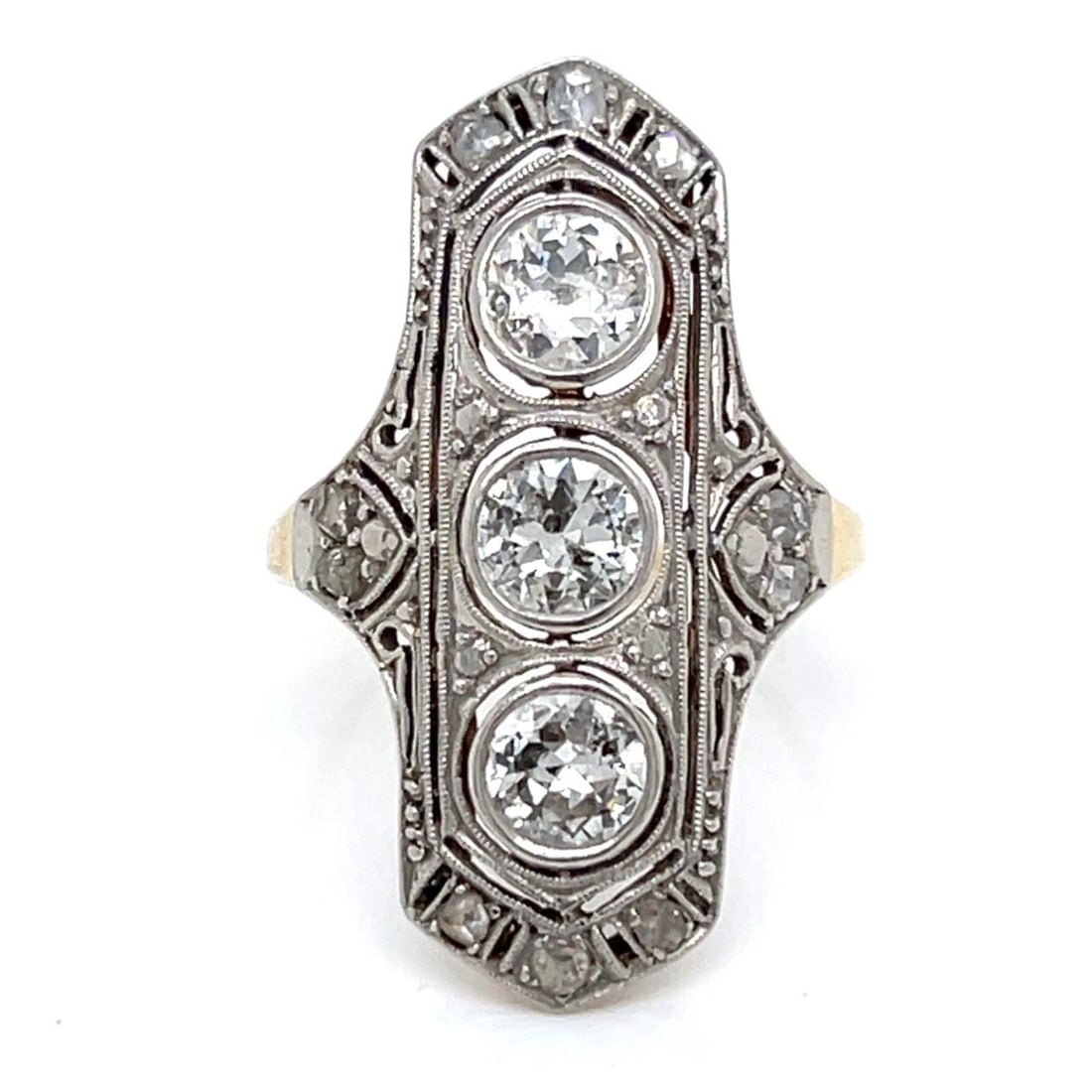 1.50 Carat Diamond Ring in 14K Gold and Platinum Victorian Design (1 of 4)