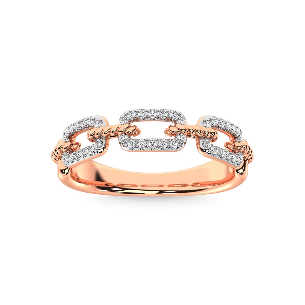14K Rose Gold Diamond 1/5 Ct.Tw. Fashion Ring: 14K Rose Gold Diamond 1/5 Ct.Tw. Fashion Ring 14k Rose Gold Stone Color: G-h Stone Clarity: I1 Each ring is presented in standard size 6.5. Complimentary resizing is available between sizes 510 (in 1/