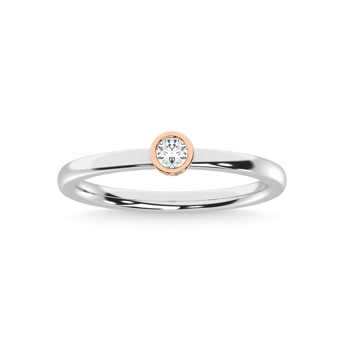 14K Two Tone Diamond 1/10 Ct.Tw. Anniversary Ring (1 of 4)