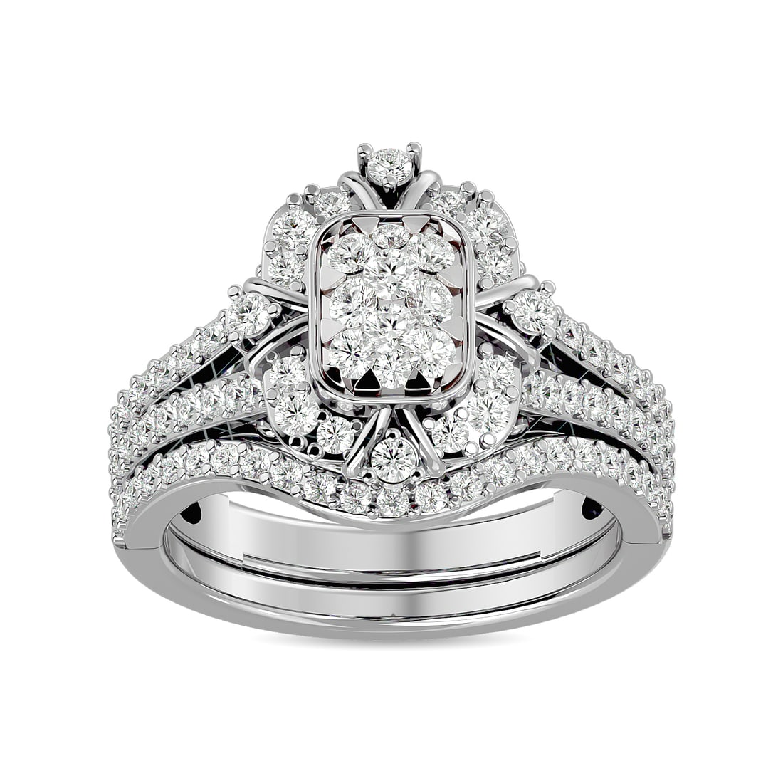 Diamond 1 Ct.tw Bridal Ring in 14K White Gold: Diamond 1 Ct.tw Bridal Ring in 14K White Gold 14k White Gold Stone Color: G-h Stone Clarity: I1 Each ring is presented in standard size 6.5. Complimentary resizing is available between sizes 510 (in 1