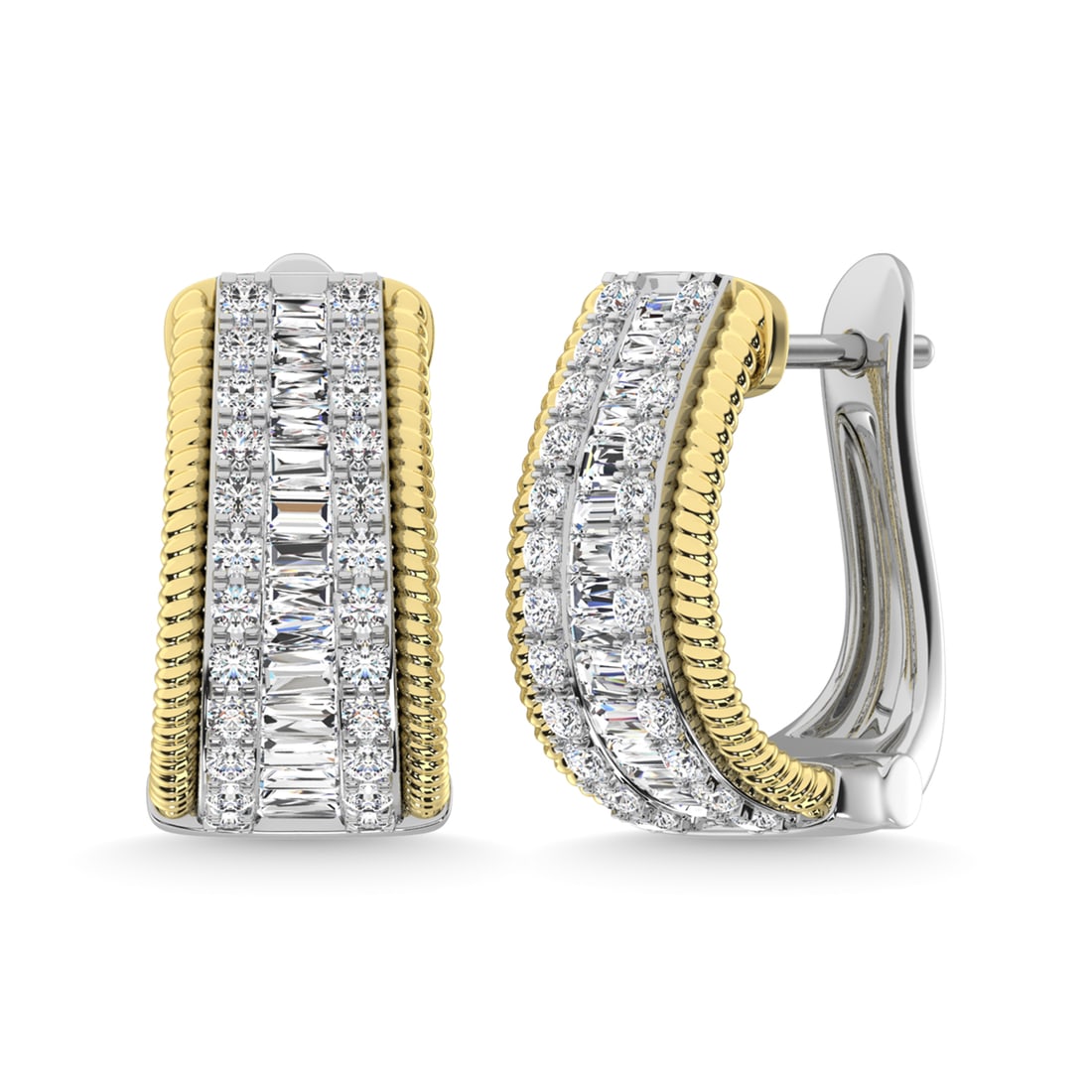 14K Two Tone Diamond 7/8 Ct.Tw. Hoop Earrings: 14K Two Tone Diamond 7/8 Ct.Tw. Hoop Earrings 14k Two Tone Stone Color: G-h Stone Clarity: Si3 This item may take 2-5 weeks for shipping. The Diamond Depot Guarantee: All items in this auction are gua