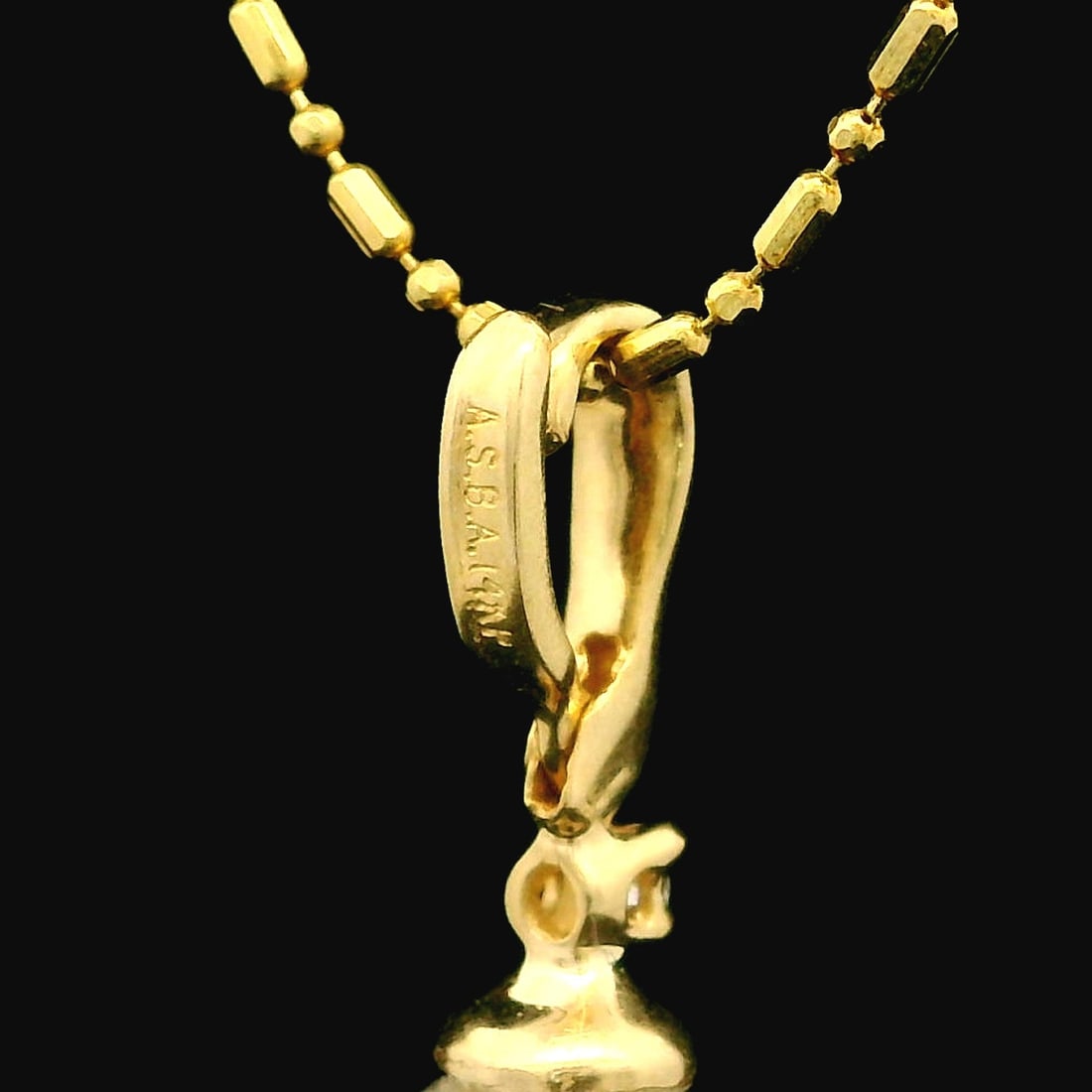 14k Yellow Gold Pearl Diamond Pendant Necklace 18" Chain - 7
