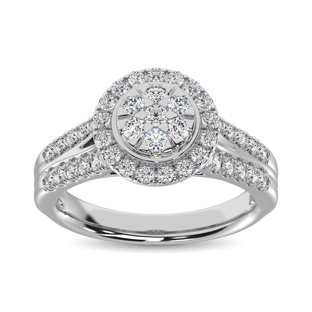 Diamond 1 Ct.Tw. Round Shape Engagement Ring in 10K White Gold: Diamond 1 Ct.Tw. Round Shape Engagement Ring in 10K White Gold 10k White Gold Stone Color: G-h Stone Clarity: I1 Each ring is presented in standard size 6.5. Complimentary resizing is available betwee