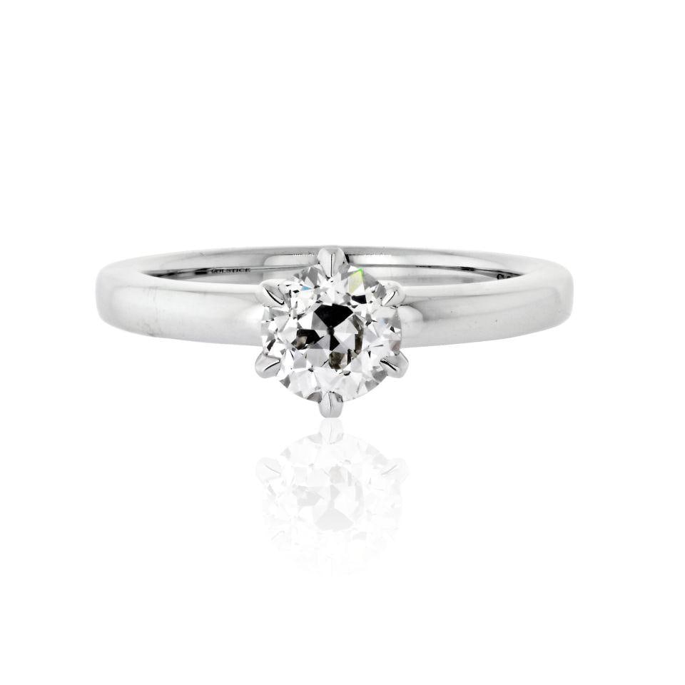 1.01 Carat GIA Certified Old European Cut Diamond Engagement Ring 14K White Gold: 1.01 Carat GIA Certified Old European Cut Diamond Engagement Ring 14K White Gold This exquisite solitaire engagement ring showcases a stunning 1.01 carat Old European Cut diamond, expertly set in a mo