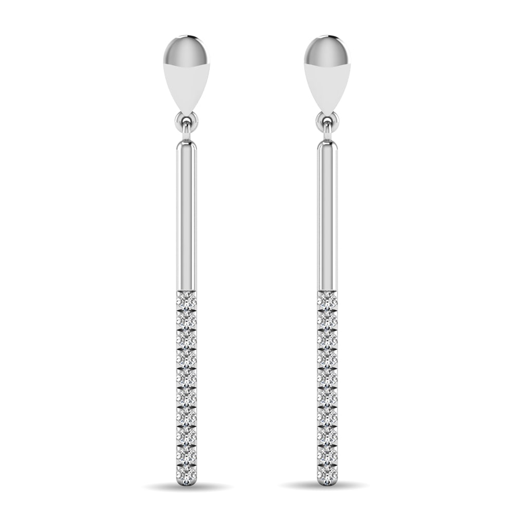Diamond 1/5 Ct.tw Diamline Earrings in 10K White Gold: Diamond 1/5 Ct.tw Diamline Earrings in 10K White Gold 10k White Gold Stone Color: G-h Stone Clarity: I2 This item may take 2-5 weeks for shipping. The Diamond Depot Guarantee: All items in this auctio