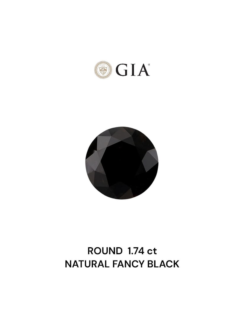 Loose Diamond - ROUND 1.74ct Fancy Black VVS2: Loose Diamond - ROUND 1.74ct Fancy Black VVS2 Source: Natural Shape: ROUND Carats: 1.74 Color: Fancy Black Certification: GIA Video: