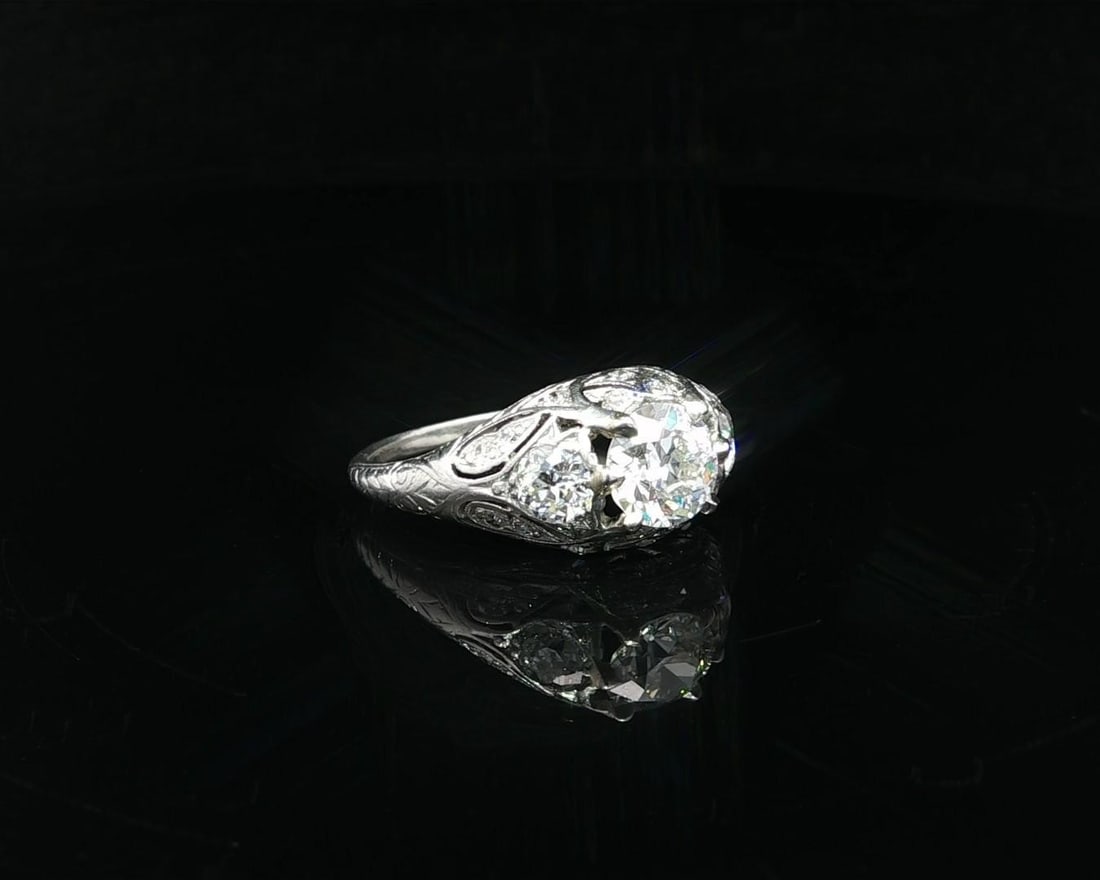 Antique Art Deco Platinum GIA Certified 1.76ctw Diamond Solitaire Ring - 11