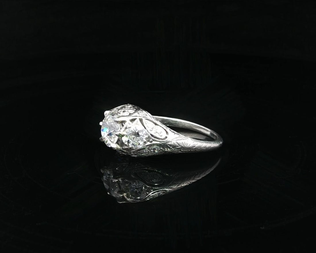 Antique Art Deco Platinum GIA Certified 1.76ctw Diamond Solitaire Ring - 13