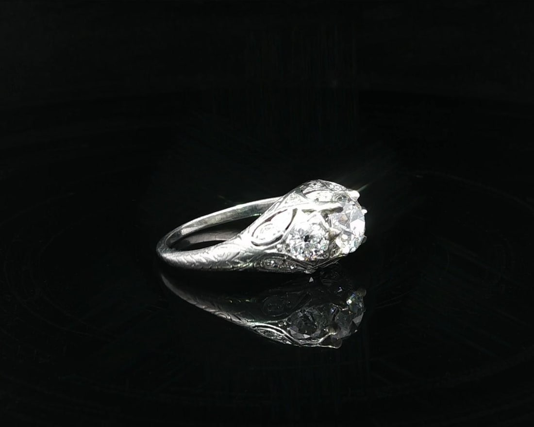 Antique Art Deco Platinum GIA Certified 1.76ctw Diamond Solitaire Ring - 15
