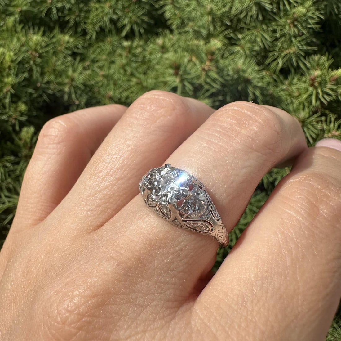 Antique Art Deco Platinum GIA Certified 1.76ctw Diamond Solitaire Ring - 17
