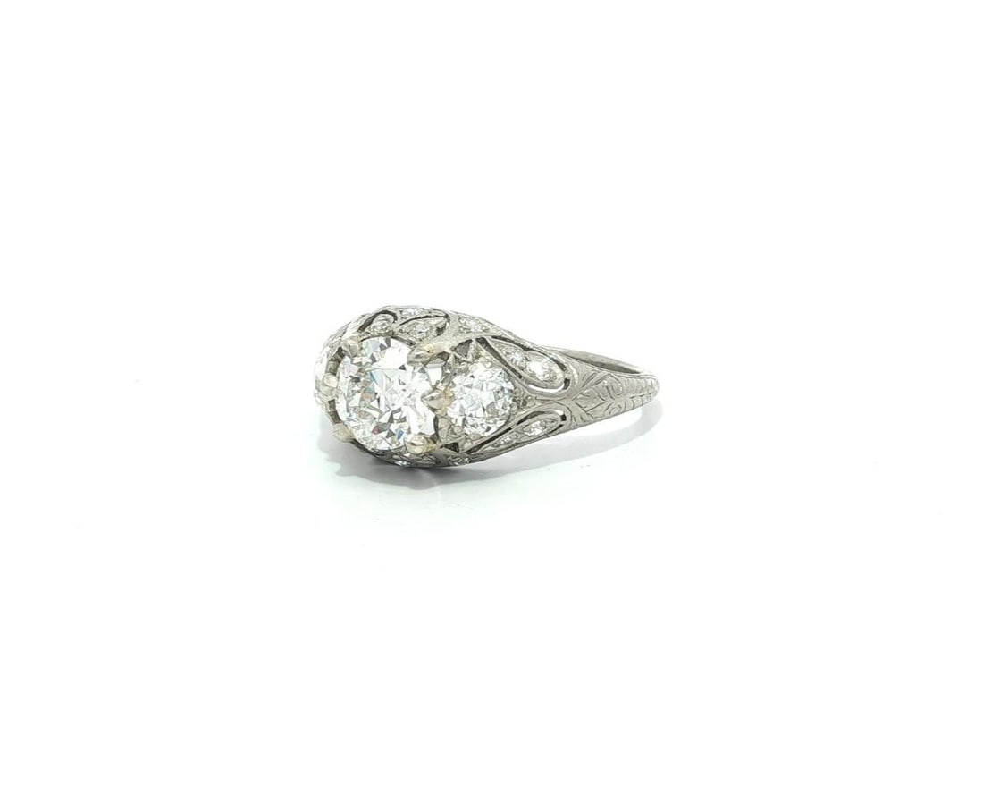 Antique Art Deco Platinum GIA Certified 1.76ctw Diamond Solitaire Ring - 6