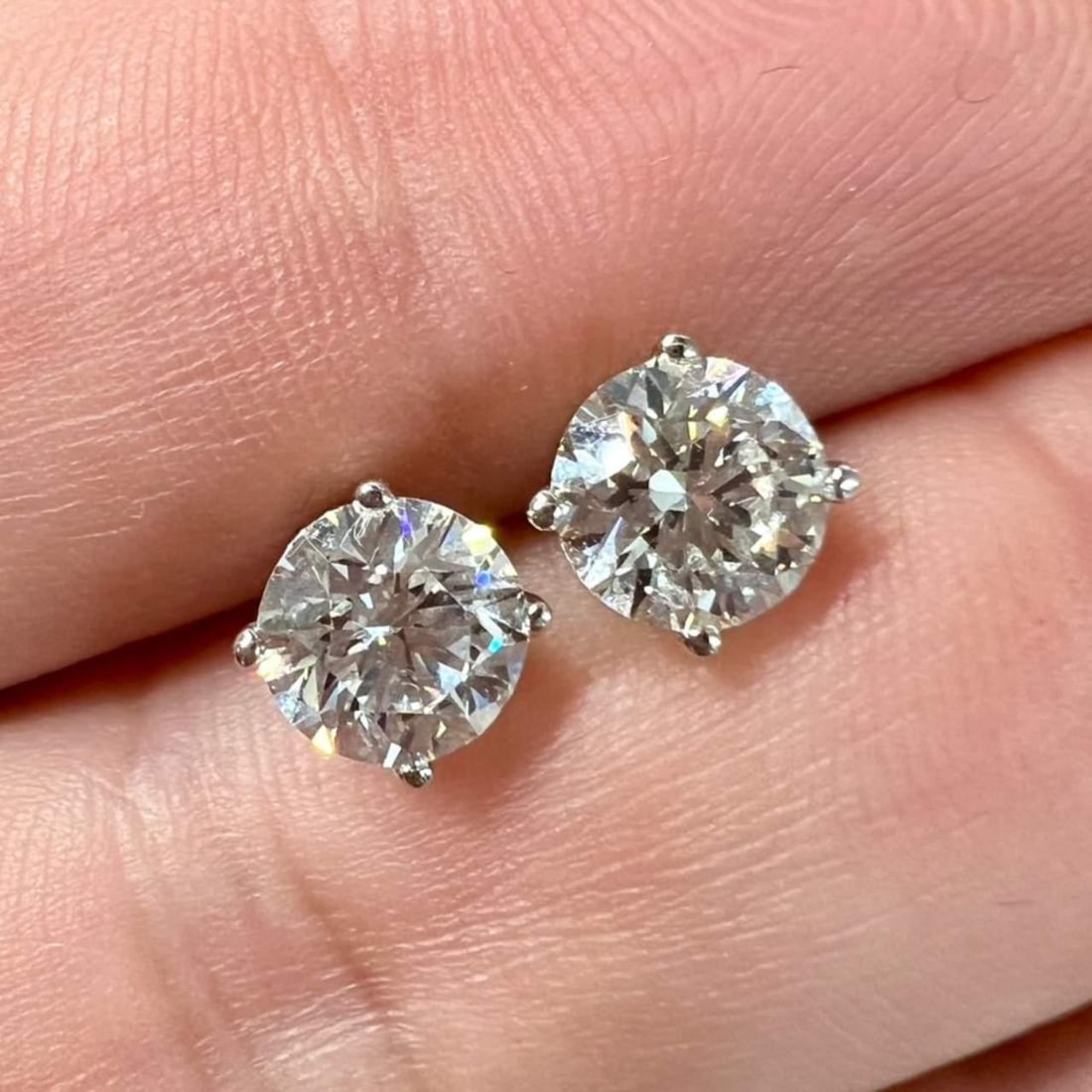 14K White Gold GIA Certified 2.06 Ct Diamond Stud Earrings - 3