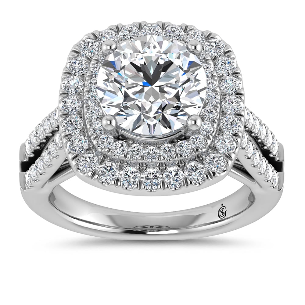 14K White Gold Lab Grown Diamond 3 7/8 Ct.Tw. Round Shape Fashion Ring (IGI Certfied Round Center 3 (1 of 4)