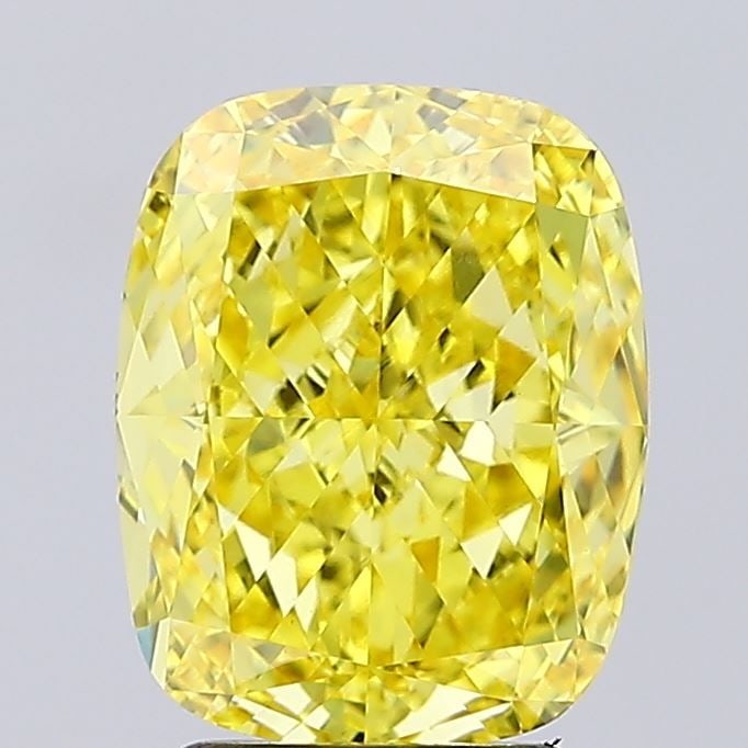 Loose Diamond - CUSHION MODIFIED 3.22ct Fancy Vivid Yellow VVS2: Loose Diamond - CUSHION MODIFIED 3.22ct Fancy Vivid Yellow VVS2 Source: This is a real non-mined Diamond that has been grown in a lab Shape: CUSHION MODIFIED Carats: 3.22 Color: Fancy Vivid Yellow Cer