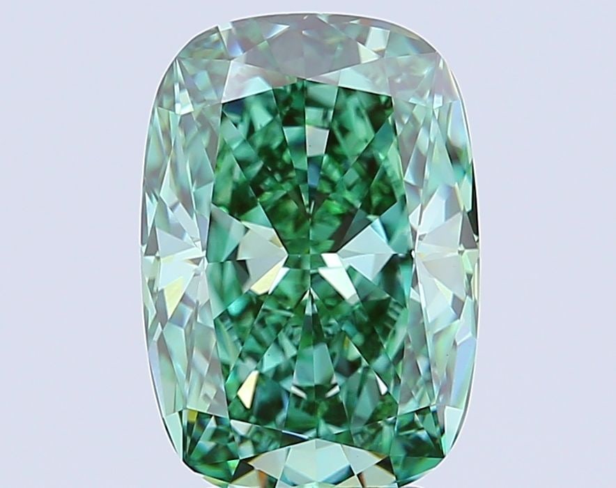 Loose Diamond - CUSHION MODIFIED 6.03ct Fancy Vivid Green VVS2: Loose Diamond - CUSHION MODIFIED 6.03ct Fancy Vivid Green VVS2 Source: This is a real non-mined Diamond that has been grown in a lab Shape: CUSHION MODIFIED Carats: 6.03 Color: Fancy Vivid Green Certi