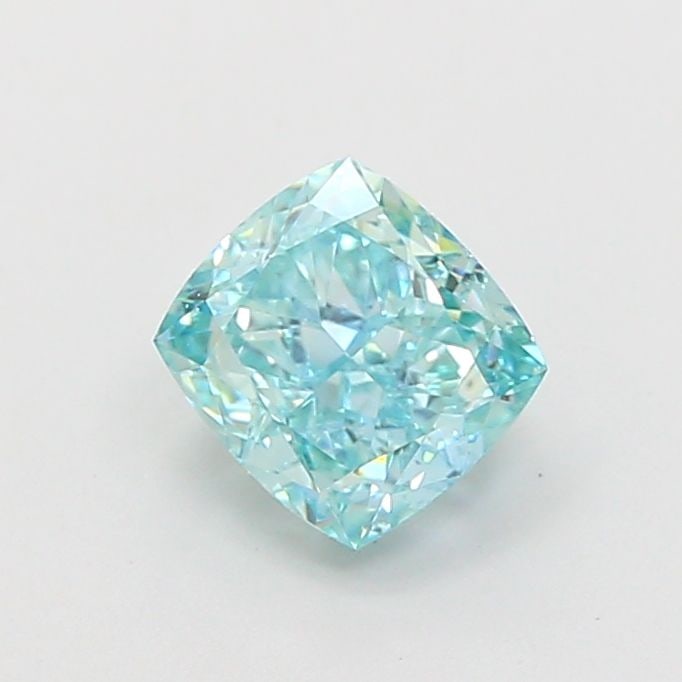 Loose Diamond - CUSHION MODIFIED 1.05ct Fancy Vivid Blueish Green VVS2: Loose Diamond - CUSHION MODIFIED 1.05ct Fancy Vivid Blueish Green VVS2 Source: This is a real non-mined Diamond that has been grown in a lab Shape: CUSHION MODIFIED Carats: 1.05 Color: Fancy Vivid Blu