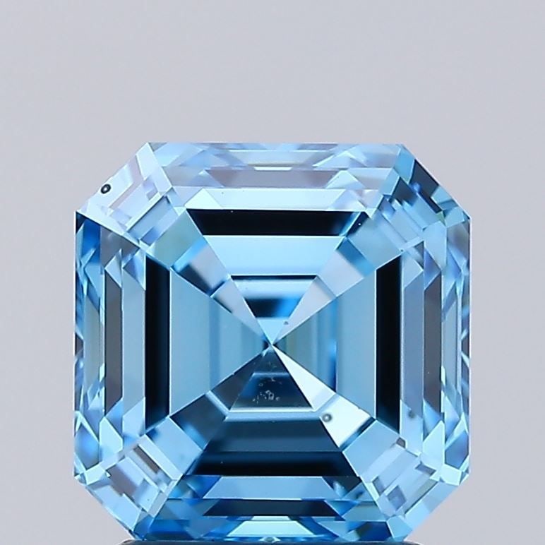 Loose Diamond - SQUARE EMERALD 2.04ct Fancy Vivid Blue VS1: Loose Diamond - SQUARE EMERALD 2.04ct Fancy Vivid Blue VS1 Source: This is a real non-mined Diamond that has been grown in a lab Shape: SQUARE EMERALD Carats: 2.04 Color: Fancy Vivid Blue Certificatio