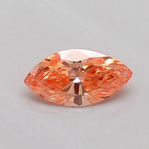 Loose Diamond - MARQUISE 0.21ct Fancy Vivid Pinkish Orange VS2: Loose Diamond - MARQUISE 0.21ct Fancy Vivid Pinkish Orange VS2 Source: This is a real non-mined Diamond that has been grown in a lab Shape: MARQUISE Carats: 0.21 Color: Fancy Vivid Pinkish Orange Cert