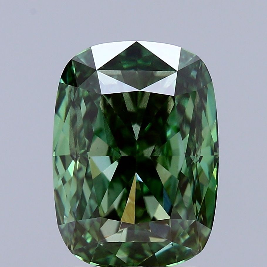 Loose Diamond - CUSHION MODIFIED 2.9ct Fancy Vivid Green SI1: Loose Diamond - CUSHION MODIFIED 2.9ct Fancy Vivid Green SI1 Source: This is a real non-mined Diamond that has been grown in a lab Shape: CUSHION MODIFIED Carats: 2.9 Color: Fancy Vivid Green Certific