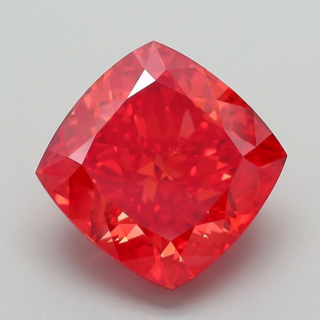 Loose Diamond - CUSHION MODIFIED 6.21ct Fancy Vivid Red VS1: Loose Diamond - CUSHION MODIFIED 6.21ct Fancy Vivid Red VS1 Source: This is a real non-mined Diamond that has been grown in a lab Shape: CUSHION MODIFIED Carats: 6.21 Color: Fancy Vivid Red Certificat