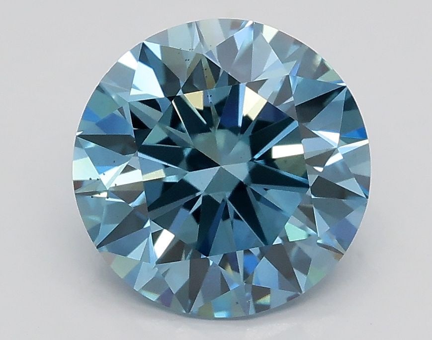 Ideal Loose Diamond - ROUND 2.04ct Fancy Vivid Blue VS2: Ideal Loose Diamond - ROUND 2.04ct Fancy Vivid Blue VS2 Source: This is a real non-mined Diamond that has been grown in a lab Shape: ROUND Carats: 2.04 Color: Fancy Vivid Blue Certification: IGI Video