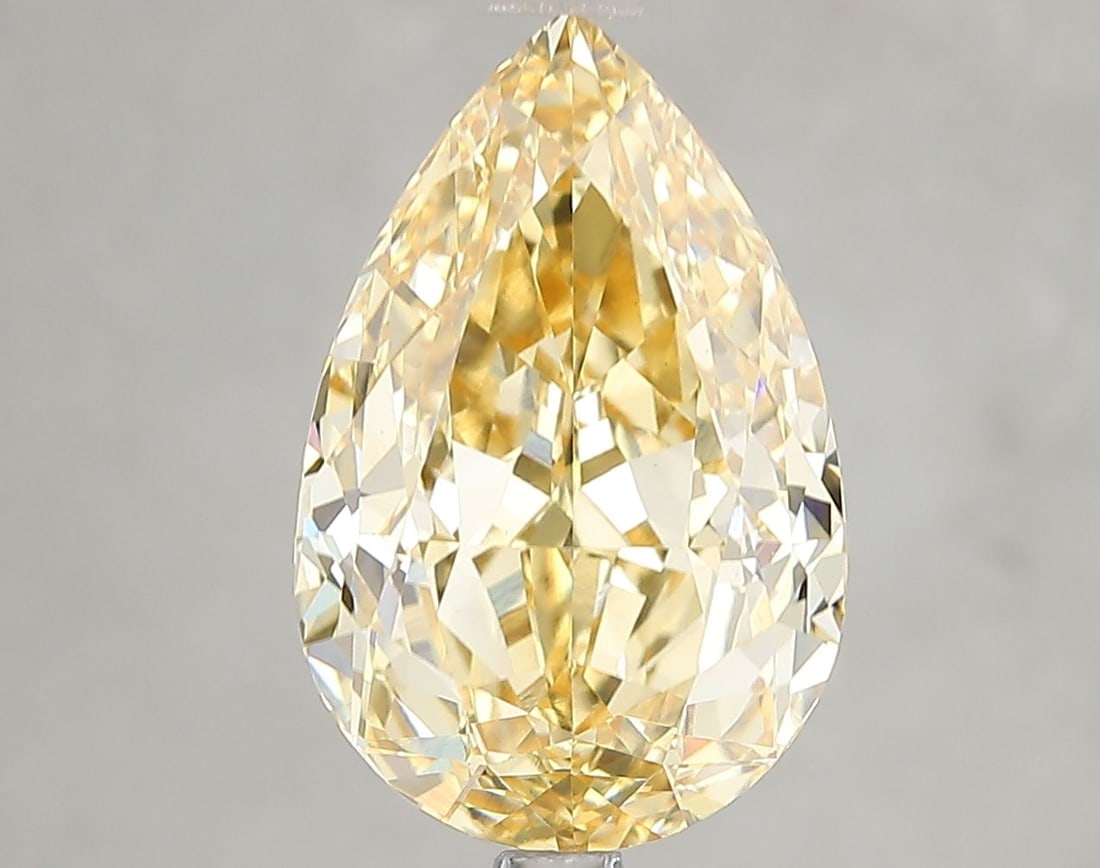 Loose Diamond - PEAR 5.31ct Fancy Intense Yellow VS1: Loose Diamond - PEAR 5.31ct Fancy Intense Yellow VS1 Source: This is a real non-mined Diamond that has been grown in a lab Shape: PEAR Carats: 5.31 Color: Fancy Intense Yellow Certification: IGI Video