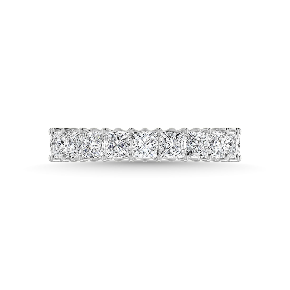 14K White Gold 4 1/5 CT Tw. Princess Shape Lab Grown Diamond Full Eternity Band: 14K White Gold 4 1/5 CT Tw. Princess Shape Lab Grown Diamond Full Eternity Band Celebrate everlasting love with our stunning Lab Grown Diamond Full Eternity Wedding Band. Crafted in precious metal, th