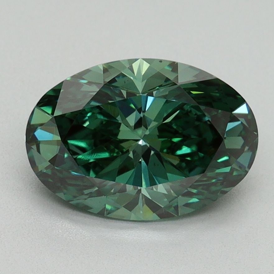 Loose Diamond - OVAL 2.0ct Fancy Vivid Green VS2: Loose Diamond - OVAL 2.0ct Fancy Vivid Green VS2 Source: This is a real non-mined Diamond that has been grown in a lab Shape: OVAL Carats: 2.0 Color: Fancy Vivid Green Certification: IGI Video: