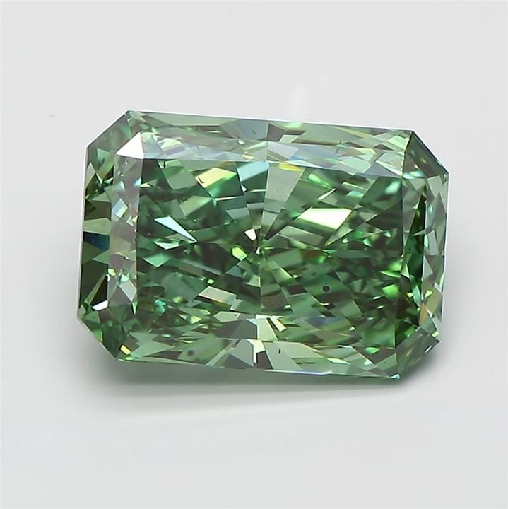 Loose Diamond - RADIANT 4.05ct Fancy Vivid Green VS2: Loose Diamond - RADIANT 4.05ct Fancy Vivid Green VS2 Source: This is a real non-mined Diamond that has been grown in a lab Shape: RADIANT Carats: 4.05 Color: Fancy Vivid Green Certification: IGI Video