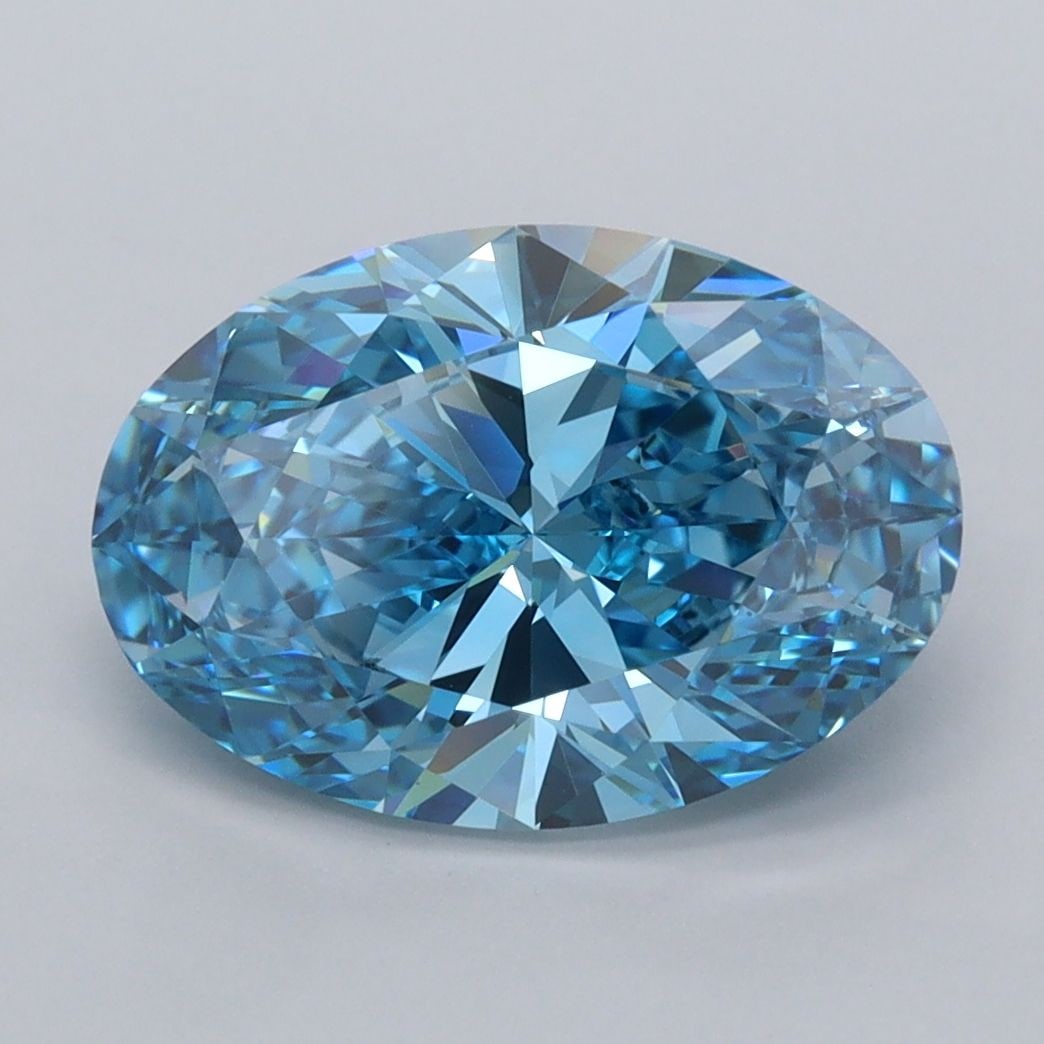 Loose Diamond - OVAL 3.01ct Fancy Vivid Blue VVS2: Loose Diamond - OVAL 3.01ct Fancy Vivid Blue VVS2 Source: This is a real non-mined Diamond that has been grown in a lab Shape: OVAL Carats: 3.01 Color: Fancy Vivid Blue Certification: IGI Video: