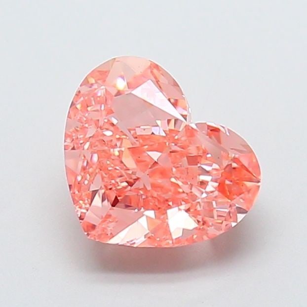Loose Diamond - HEART 2.53ct Fancy Vivid Orangey Pink VS1: Loose Diamond - HEART 2.53ct Fancy Vivid Orangey Pink VS1 Source: This is a real non-mined Diamond that has been grown in a lab Shape: HEART Carats: 2.53 Color: Fancy Vivid Orangey Pink