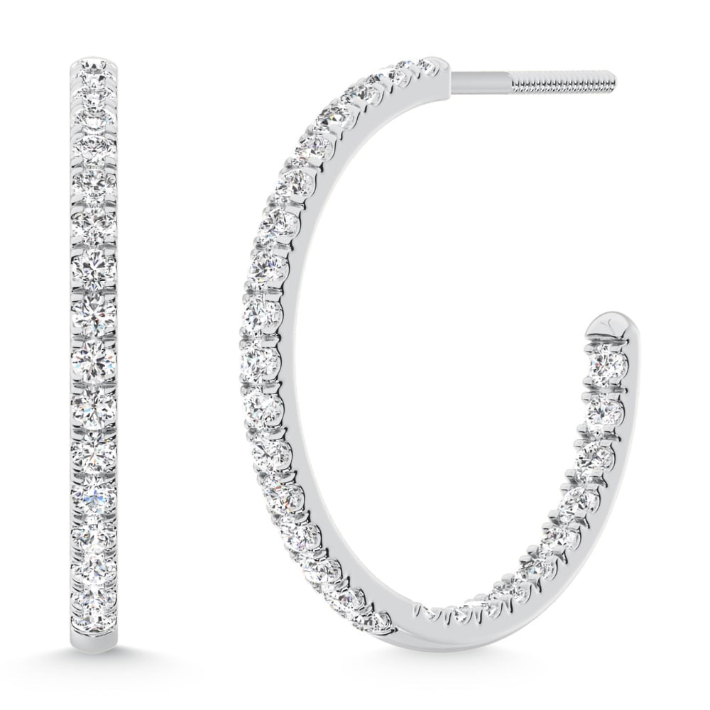 14K White Gold Lab Grown Diamond 2 Ct.Tw. Hoop Earrings: 14K White Gold Lab Grown Diamond 2 Ct.Tw. Hoop Earrings Stunning 14K white gold hoops adorned with 2 Ct.Tw. lab-grown diamonds, perfect for everyday luxury. 14k White Gold Stone Color: D-f Stone Clari