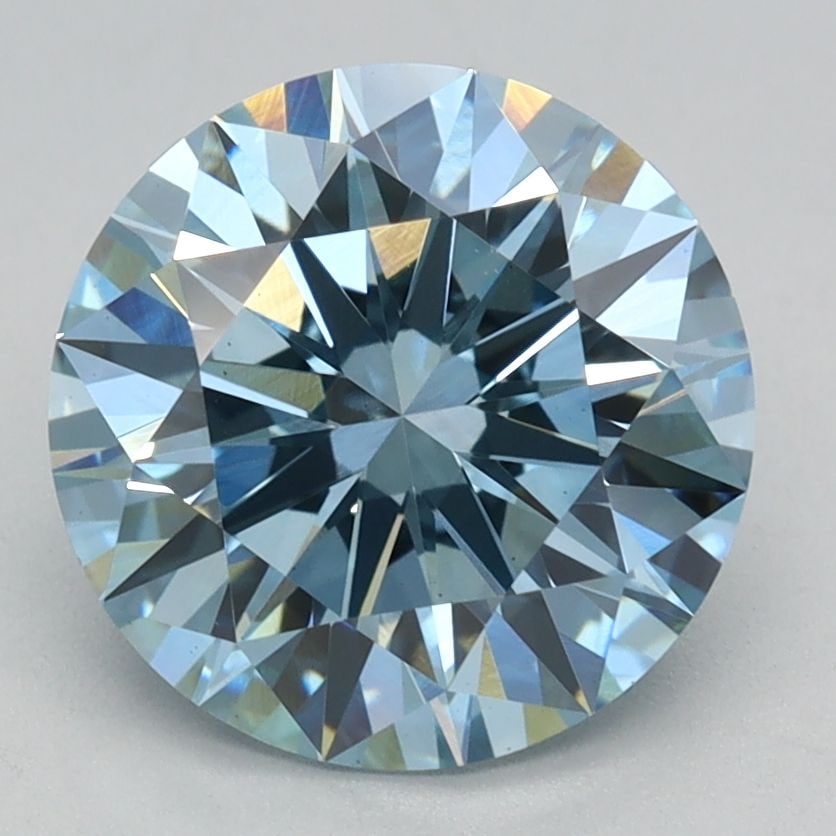 Ideal Loose Diamond - ROUND 2.1ct Fancy Vivid Blue VS1: Ideal Loose Diamond - ROUND 2.1ct Fancy Vivid Blue VS1 Source: This is a real non-mined Diamond that has been grown in a lab Shape: ROUND Carats: 2.1 Color: Fancy Vivid Blue Certification: IGI Video: