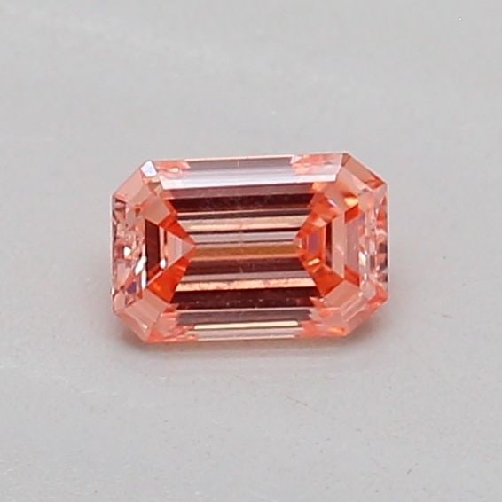 Loose Diamond - EMERALD 0.17ct Fancy Vivid Orangey Pink SI1: Loose Diamond - EMERALD 0.17ct Fancy Vivid Orangey Pink SI1 Source: This is a real non-mined Diamond that has been grown in a lab Shape: EMERALD Carats: 0.17 Color: Fancy Vivid Orangey Pink Certificat