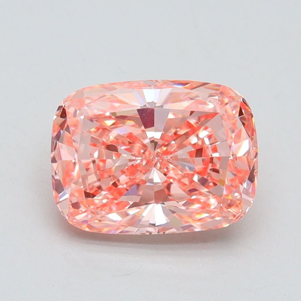 Loose Diamond - CUSHION BRILLIANT 2.18ct Fancy Vivid Pink VS1: Loose Diamond - CUSHION BRILLIANT 2.18ct Fancy Vivid Pink VS1 Source: This is a real non-mined Diamond that has been grown in a lab Shape: CUSHION BRILLIANT Carats: 2.18 Color: Fancy Vivid Pink Certif