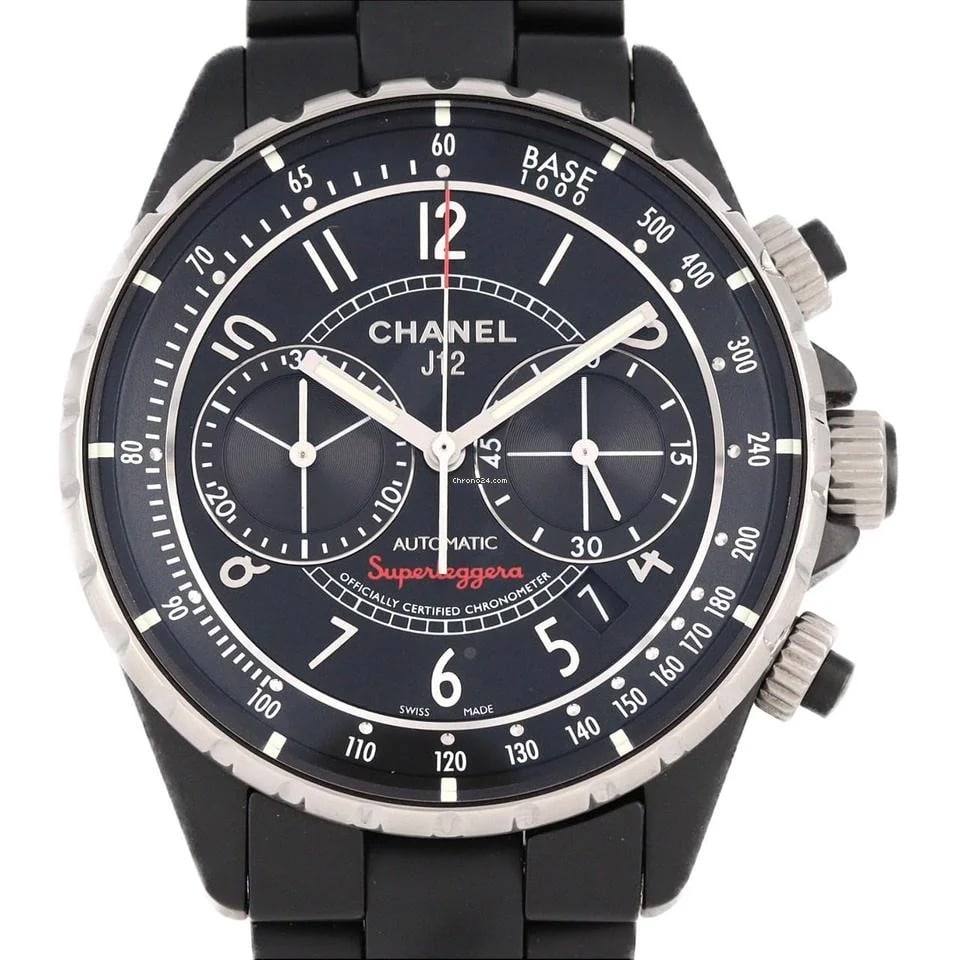 Ceramic 41mm Chanel H3409 Superleggera Watch with Black Dial: Ceramic 41mm Chanel H3409 Superleggera Watch with Black Dial This Chanel Superleggera wristwatch features a black dial and a 41mm case crafted from ceramic. The timepiece is in excellent condition and