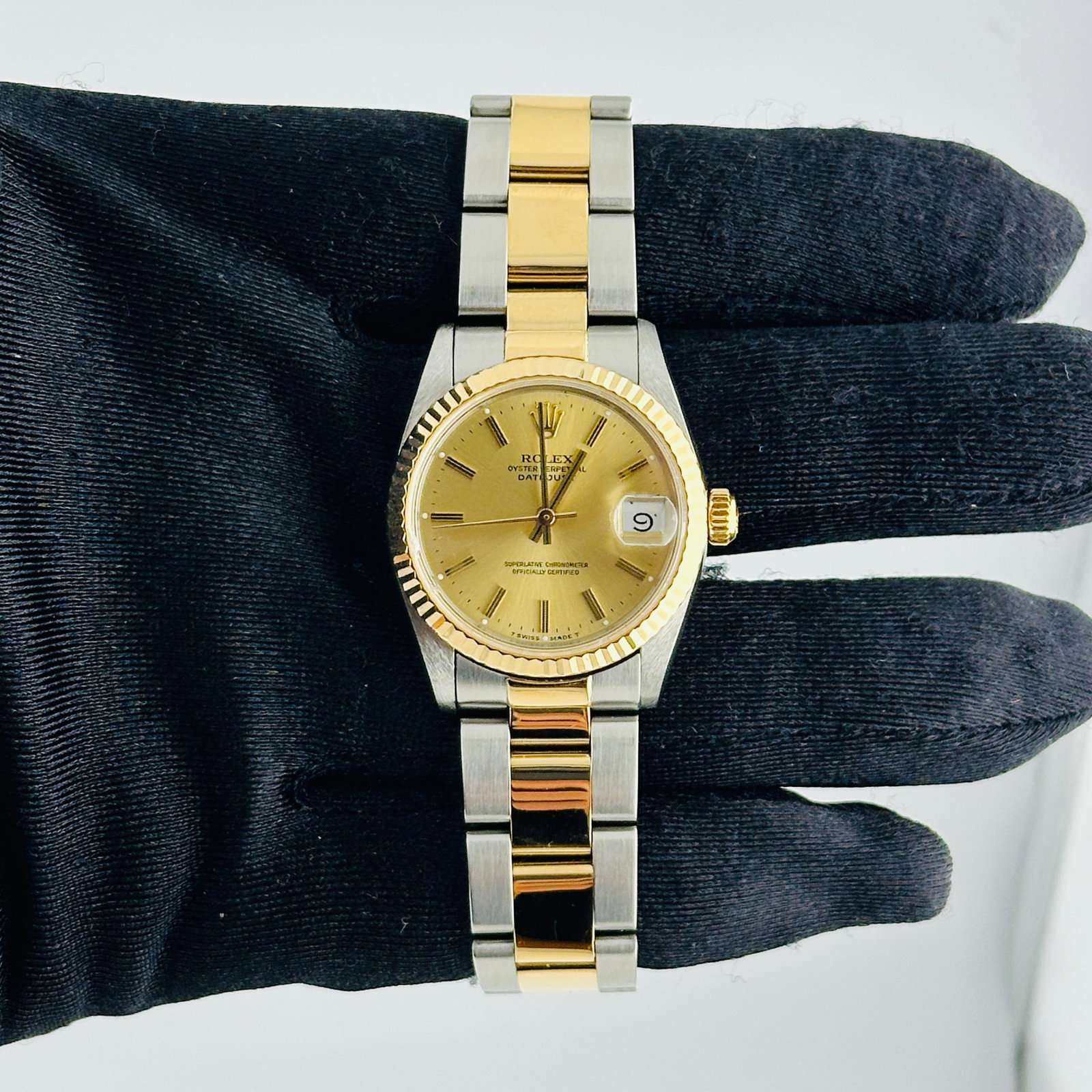 Ladies Rolex Datejust 68273 Champagne Stick Dial Fluted Bezel Oyster Bracelet (1 of 5)