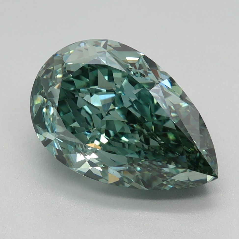 Loose Diamond - PEAR 2.61ct Fancy Vivid Green VVS2: Loose Diamond - PEAR 2.61ct Fancy Vivid Green VVS2 Source: This is a real non-mined Diamond that has been grown in a lab Shape: PEAR Carats: 2.61 Color: Fancy Vivid Green Certification: IGI Video: