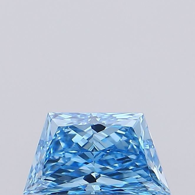 Loose Diamond - TRAPEZOID 0.9ct Fancy Vivid Blue VVS2: Loose Diamond - TRAPEZOID 0.9ct Fancy Vivid Blue VVS2 Source: This is a real non-mined Diamond that has been grown in a lab Shape: TRAPEZOID Carats: 0.9 Color: Fancy Vivid Blue Certification: NONE Vid