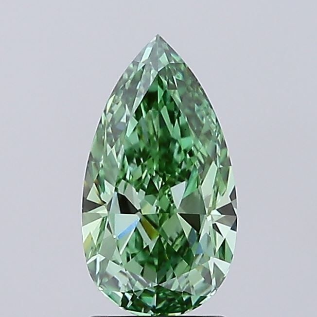 Loose Diamond - PEAR 2.07ct Fancy Vivid Green VVS2: Loose Diamond - PEAR 2.07ct Fancy Vivid Green VVS2 Source: This is a real non-mined Diamond that has been grown in a lab Shape: PEAR Carats: 2.07 Color: Fancy Vivid Green Certification: IGI Video: