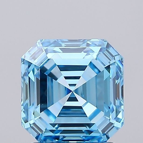 Loose Diamond - ASSCHER 2.02ct Fancy Vivid Blue VS2: Loose Diamond - ASSCHER 2.02ct Fancy Vivid Blue VS2 Source: This is a real non-mined Diamond that has been grown in a lab Shape: ASSCHER Carats: 2.02 Color: Fancy Vivid Blue Certification: IGI Video: