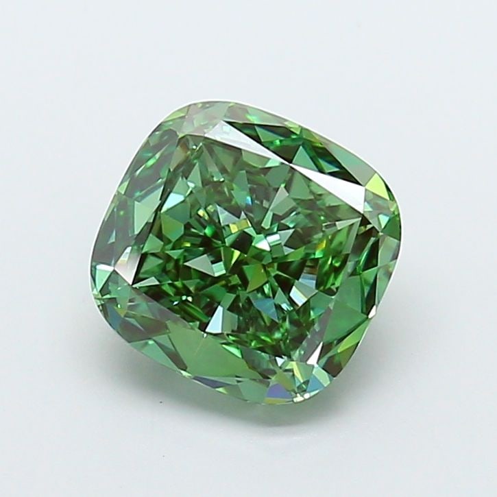 Loose Diamond - CUSHION MODIFIED 4.02ct Fancy Vivid Green VS1: Loose Diamond - CUSHION MODIFIED 4.02ct Fancy Vivid Green VS1 Source: This is a real non-mined Diamond that has been grown in a lab Shape: CUSHION MODIFIED Carats: 4.02 Color: Fancy Vivid Green Certif