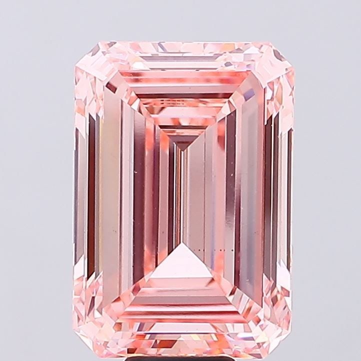 Loose Diamond - EMERALD 14.0ct Fancy Vivid Pink VS1: Loose Diamond - EMERALD 14.0ct Fancy Vivid Pink VS1 Source: This is a real non-mined Diamond that has been grown in a lab Shape: EMERALD Carats: 14.0 Color: Fancy Vivid Pink Certification: IGI Video: