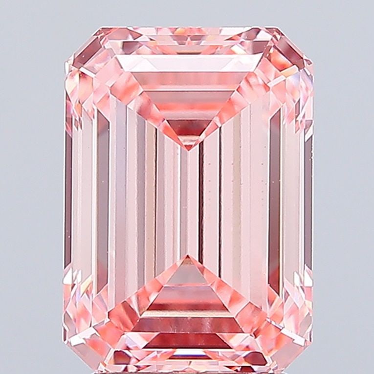 Loose Diamond - EMERALD 4.04ct Fancy Vivid Pink VS1: Loose Diamond - EMERALD 4.04ct Fancy Vivid Pink VS1 Source: This is a real non-mined Diamond that has been grown in a lab Shape: EMERALD Carats: 4.04 Color: Fancy Vivid Pink Certification: IGI Video:
