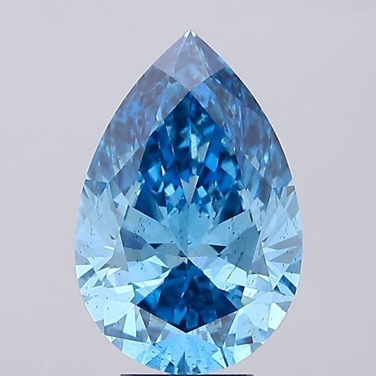 Loose Diamond - PEAR 5.09ct Fancy Vivid Blue SI1: Loose Diamond - PEAR 5.09ct Fancy Vivid Blue SI1 Source: This is a real non-mined Diamond that has been grown in a lab Shape: PEAR Carats: 5.09 Color: Fancy Vivid Blue Certification: IGI Video: