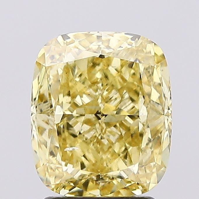 Loose Diamond - CUSHION MODIFIED 2.61ct Fancy Intense Yellow SI1: Loose Diamond - CUSHION MODIFIED 2.61ct Fancy Intense Yellow SI1 Source: This is a real non-mined Diamond that has been grown in a lab Shape: CUSHION MODIFIED Carats: 2.61 Color: Fancy Intense Yellow
