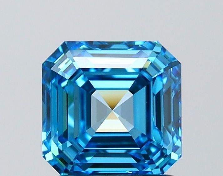 Loose Diamond - ASSCHER 1.73ct Fancy Vivid Blue VVS2: Loose Diamond - ASSCHER 1.73ct Fancy Vivid Blue VVS2 Source: This is a real non-mined Diamond that has been grown in a lab Shape: ASSCHER Carats: 1.73 Color: Fancy Vivid Blue Certification: IGI Video: