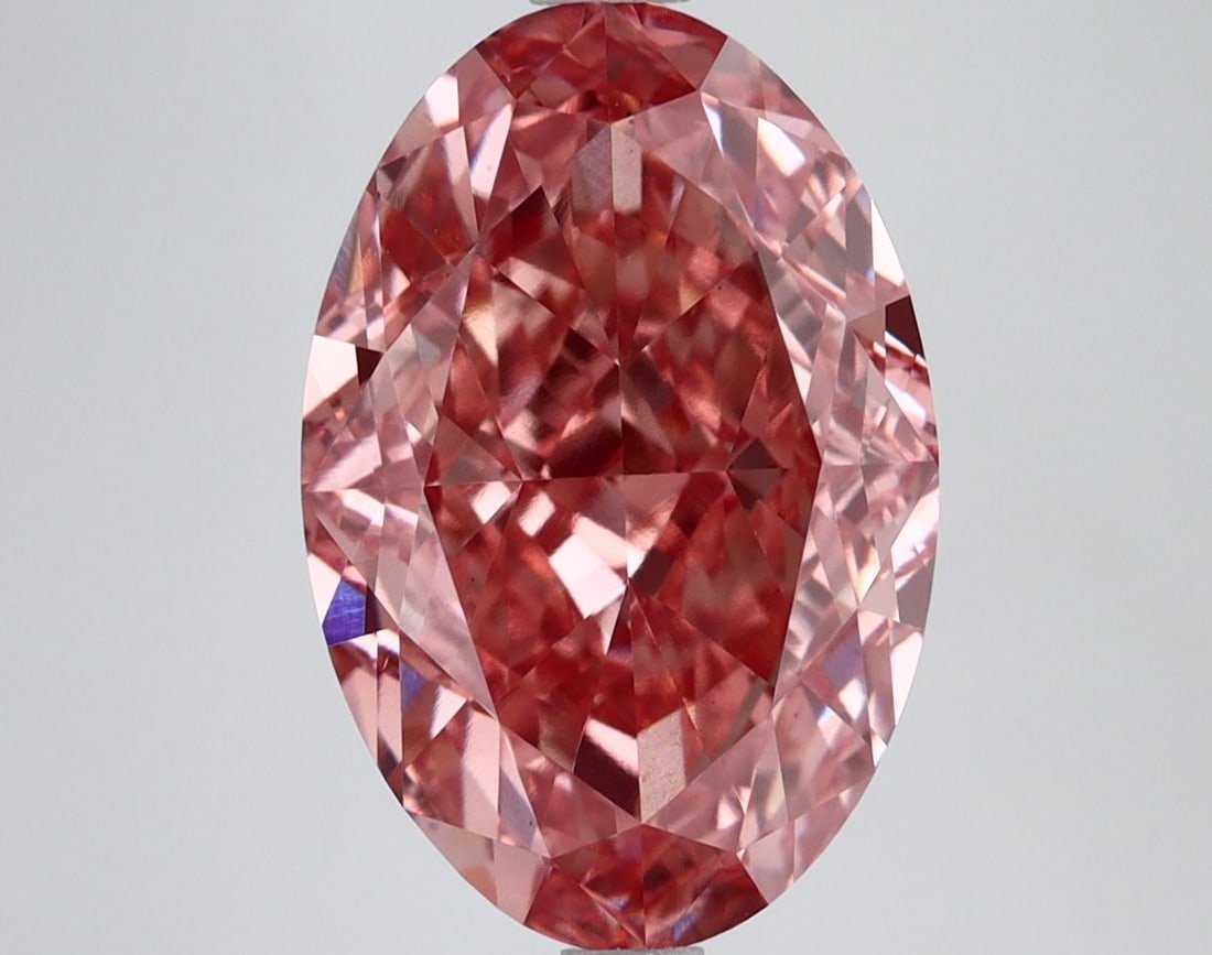 Loose Diamond - OVAL 5.42ct Fancy Vivid Brownish Pink VS1: Loose Diamond - OVAL 5.42ct Fancy Vivid Brownish Pink VS1 Source: This is a real non-mined Diamond that has been grown in a lab Shape: OVAL Carats: 5.42 Color: Fancy Vivid Brownish Pink Certification: