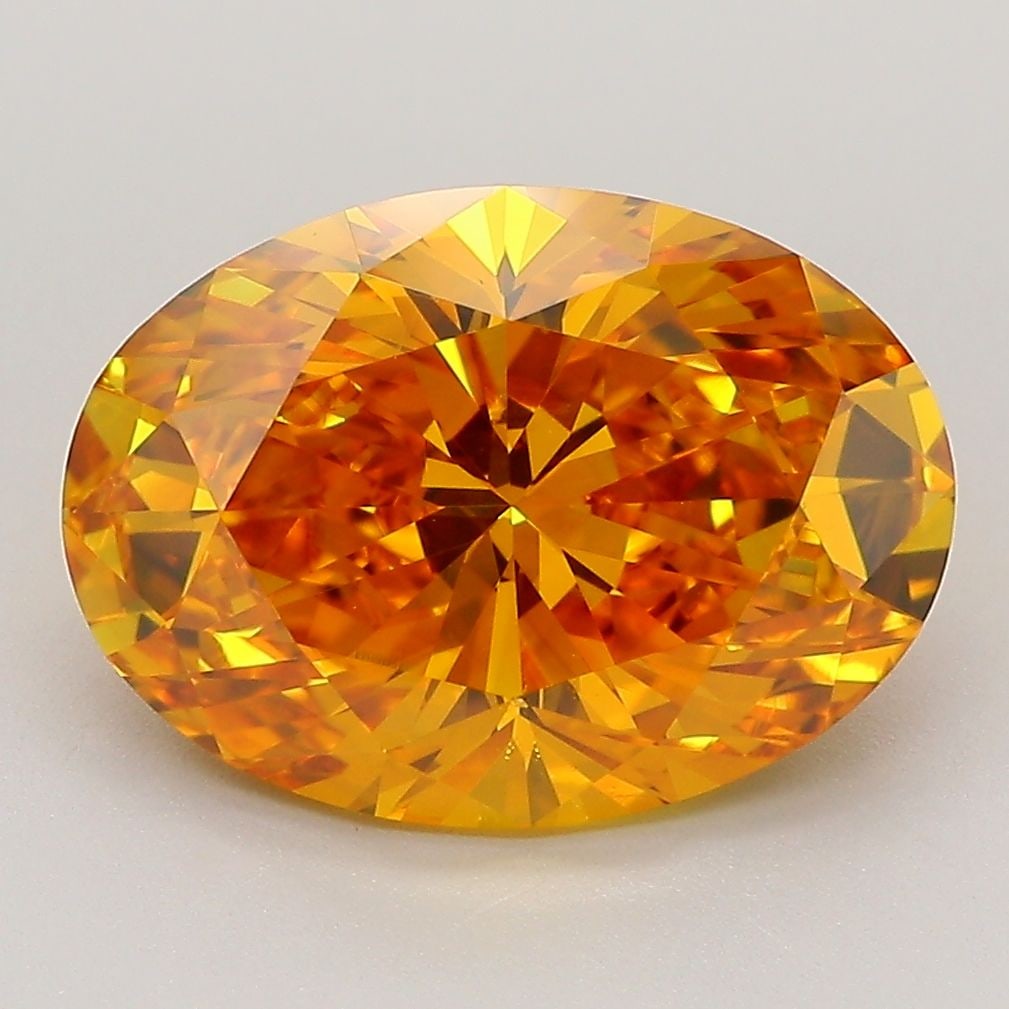Loose Diamond - OVAL 4.22ct Fancy Vivid Orange VVS2: Loose Diamond - OVAL 4.22ct Fancy Vivid Orange VVS2 Source: This is a real non-mined Diamond that has been grown in a lab Shape: OVAL Carats: 4.22 Color: Fancy Vivid Orange Certification: IGI Video: